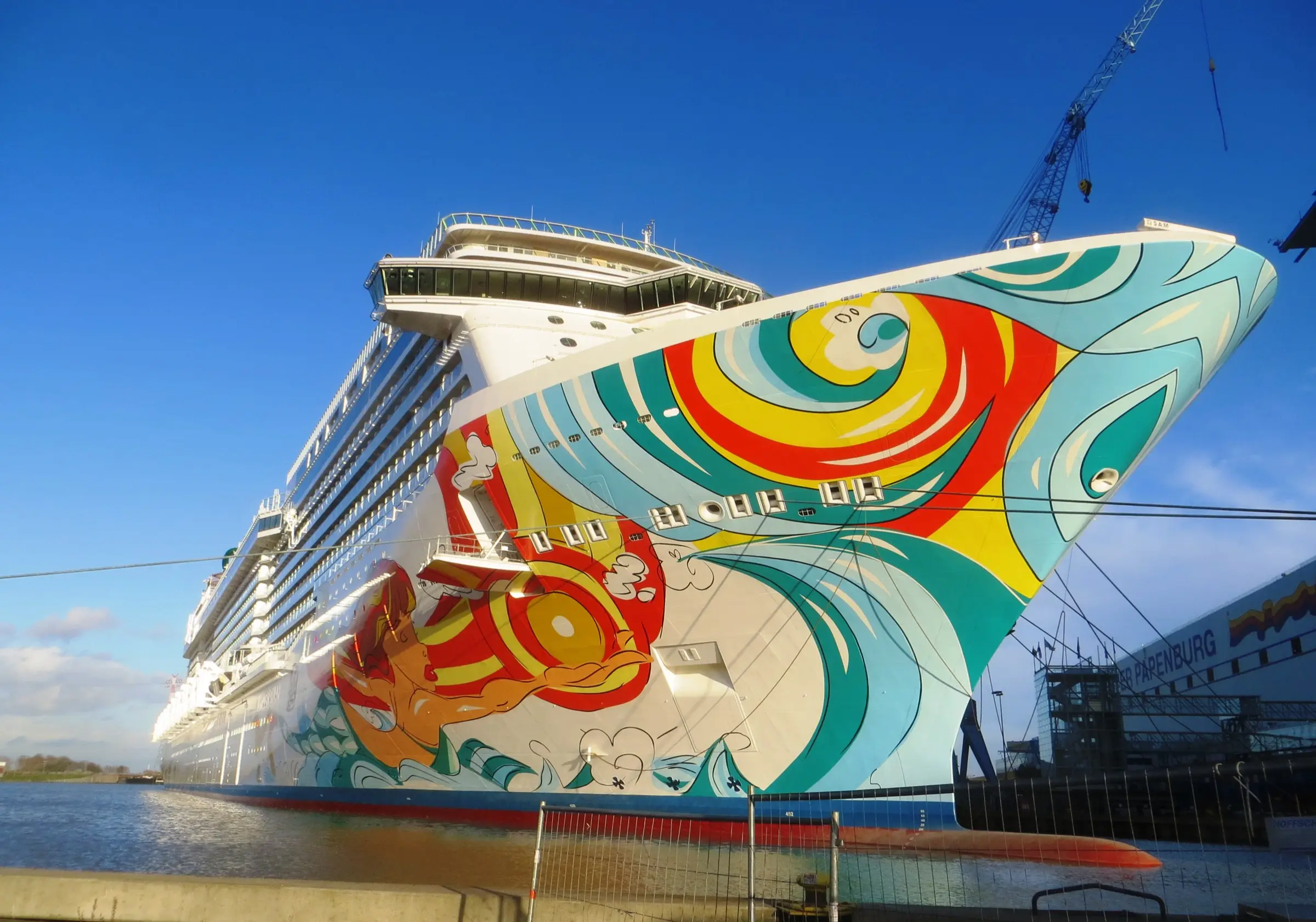 Norwegian Getaway with its painted bow